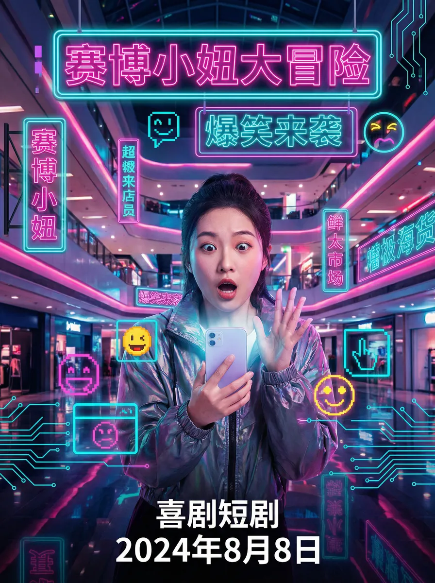 lunli 搞笑喜剧短剧 - 赛博小妞大冒险海报
